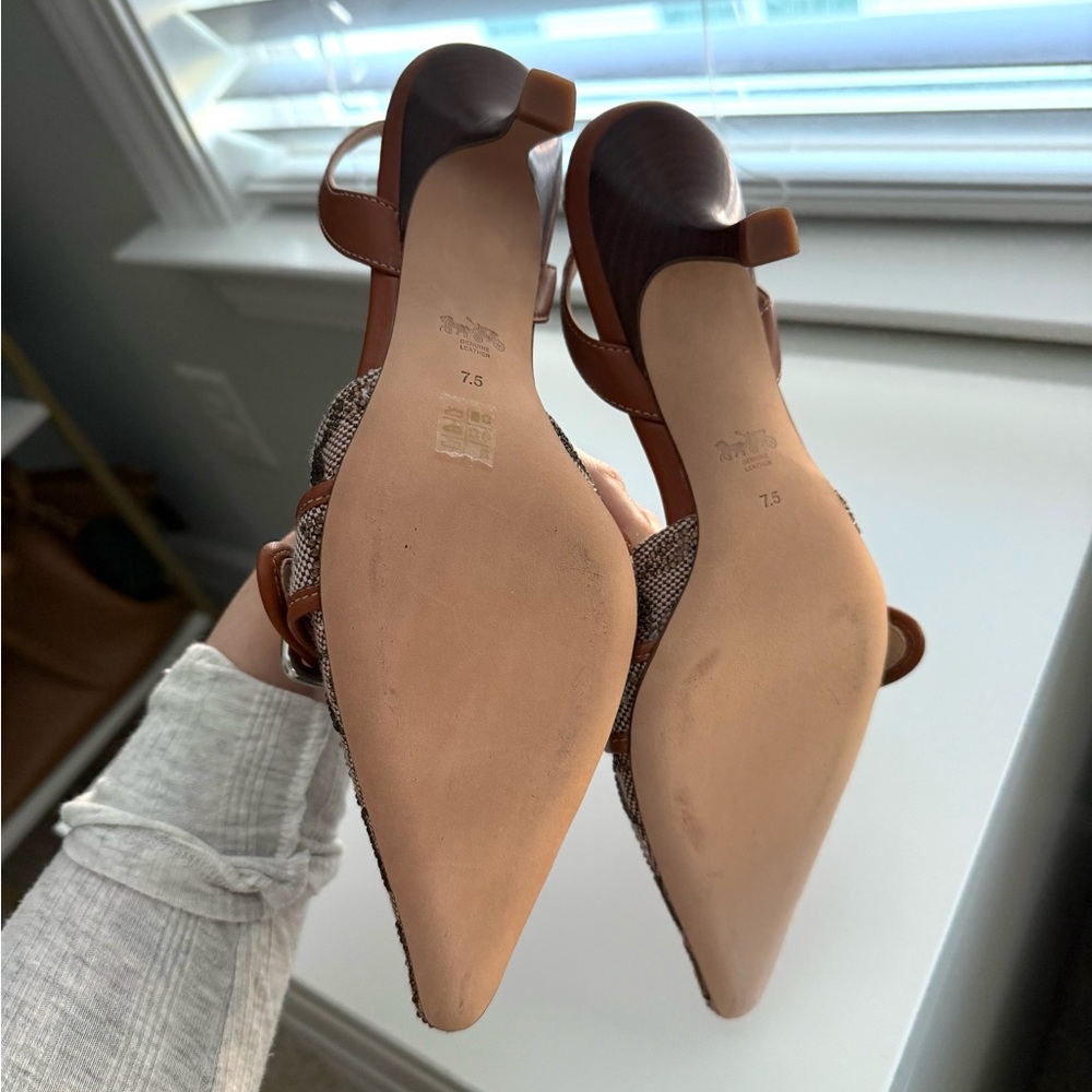 Coach Margot Slingback Heels in Tan and Brown - Picture 6 of 7